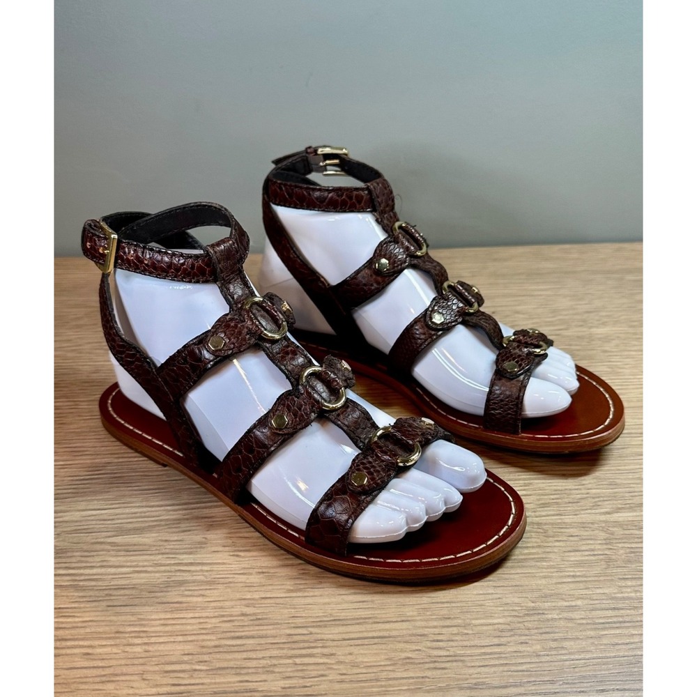 Cole Haan Deandra Brown Snake Embossed Gladiator Strappy Sandals 6.5